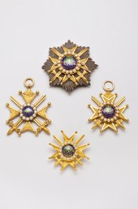 Afghanistan - Empire-ordenen Durrani: 1. klasses plade, 2. tredjedel af det 19. århundrede - 1. klasses emblem, 2. tredjedel af 19. århundrede - 1. klasses emblem, 2. tredjedel af det 19. århundrede - 2. klasses brystmærke, 2. århundredes tredjedel af 19.  af Anonymous Anonymous
