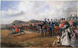 Alexandre II (1818-1881) passant les torupes en revue - Zar Alexander II anmelder tropper - Anonym - 1867 - Akvarel på papir - 55x90 - Privat samling af Anonymous Anonymous
