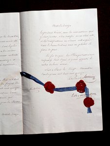 Artikel 12 i traktaten fra 1815 mellem Frankrig og Coaliserne. Anden Paristraktat undertegnet af Armand Emmanuel de Vignerot du Plessis, hertug af Richelieu (1766-1822): traktaten indeholder bestemmelser om samarbejde mellem Østrig, Det Forenede Kongerige, af Anonymous Anonymous