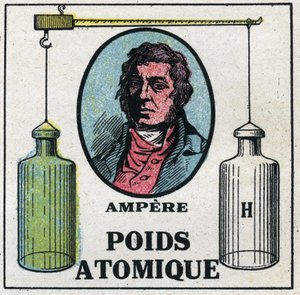 Atomer: Atomvægten af Andre Marie Ampere (1775-1836). Anonym illustration fra 1925. Privat samling. af Anonymous Anonymous