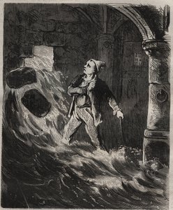 Forsøg på flugt fra Toulon Bagne i det 19. århundrede. Indgravering i "Fangernes historie fra deres skabelse til i dag"" (1877) af Pierre Zaccone (1817-1895) (Colonia Penale - Straffekoloni). Privat samling. af Anonymous Anonymous