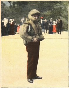 Luftfart: Luftdragt designet til at beskytte flyvere mod at falde. Indgravering i "" Le petit parisien"" den 16/10/1910. Privat samling. af Anonymous Anonymous