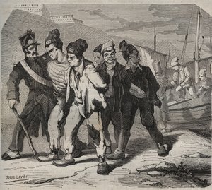 Belle-Ile-en-Mer (smuk ø til søs) i det 19. århundrede. Indgravering i "Historien om fængslerne fra deres skabelse til i dag"" (1877) af Pierre Zaccone (1817-1895) (Colonia Penale - Straffekoloni) af Anonymous Anonymous