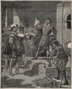 Bernard Palissy (1510-1589), fransk triumferende keramiker, fjerner sine første stykker emalje fra ovnen. Indgravering fra 1880 i "" Les arts et metiers illustres"" af Adolphe BITARD. af Anonymous Anonymous