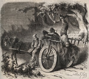 Fed flugt af en styrke fra Toulon Bagne i det 19. århundrede. Indgravering i "Fangernes historie fra deres skabelse til i dag"" (1877) af Pierre Zaccone (1817-1895) (Colonia Penale - Straffekoloni). Privat samling. af Anonymous Anonymous