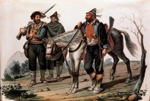Brigandage i Calabrien, Italien. 1800-tals gravering Privat samling af Anonymous Anonymous