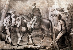 Brigander angriber en hesterejsende 1800-tallet Print Privat Samling af Anonymous Anonymous