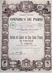Kapitalandel på 500 Francs i Paris omnibus, 20. århundrede Coll. Del af Anonymous Anonymous
