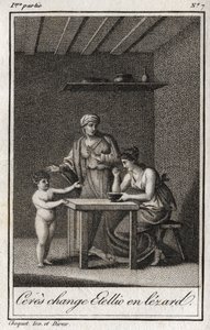 Ceres ændrer Stellion til en læder. Stik fra 1819 i "Lettres a Emilie sur la mythologie" af Charles Albert Demoustier (1760-1801). Privat samling. af Anonymous Anonymous