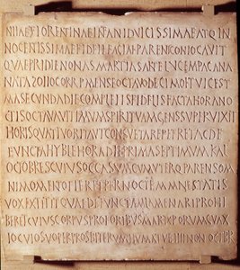 Kristen antikvitet: Catania-indskrifter, der beskriver metoden til administration af dåb og begravelsesritualer, begyndelsen af det 4. århundrede. Louvre-museet i Paris af Anonymous Anonymous