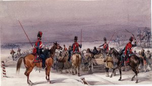 Kosakker konvojerer deporterede - Anonym - 1831 - Akvarel på papir - 13,9x24,3 - Privat samling af Anonymous Anonymous