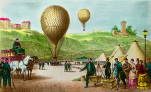 Afgang fra en ballonpost og passagerduer ved Paris-belejringen i 1870, Privee Collection af Anonymous Anonymous