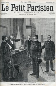 Dreyfus-sagen, i 1898, arrestationen af oberstløjtnant Georges Picquart (1854-1914). I "le petit Parisien" fra 1898. af Anonymous Anonymous
