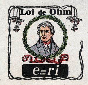 Elektriske enheder: The Law of Ohm af fysiker George Simon Ohm (1787-1854). Anonym illustration fra 1925. Privat samling. af Anonymous Anonymous