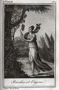 Erigo og Bacchus, Indgravering af 1819 i "Letters to Emily on Mythology" af Charles Albert Demoustier (1760-1801). Privat samling. af Anonymous Anonymous