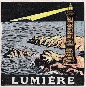Ether (materiale): lyset fra et fyrtårn om natten. Anonym illustration fra 1925. Privat samling. af Anonymous Anonymous
