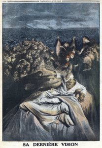 Første Verdenskrig 1914-1918 (Krig 14-18). Francois Joseph I af Østrig (1830-1916) døde. Hans seneste vision repræsenteret her gør ham skyldig i alle de berygtede forbrydelser, han har begået. I "" Le Petité Journal" af Anonymous Anonymous