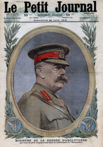 Første Verdenskrig 1914-1918 (Krig 14-18). Portræt af krigsministeren i England Horatio Herbert Kitchener (1850-1916). I "" Le Petite Journal"", den 25/06/1916. Privat samling af Anonymous Anonymous