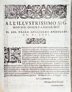 Første side af Første bog med symfonier og vigor, af Salomone Rossi af Anonymous Anonymous