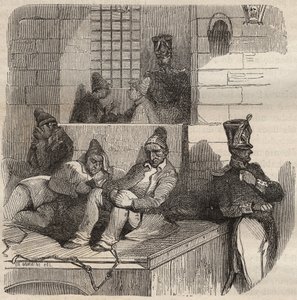Tvunget til hvile i Rochefort-fængslet i det 19. århundrede. Indgravering i "Historien om fængslerne fra deres skabelse til i dag"" (1877) af Pierre Zaccone (1817-1895) (Colonia Penale - Straffekoloni) af Anonymous Anonymous