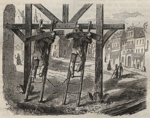 Forcats tømrere ved Toulon Bagne i det 19. århundrede. Indgravering i "Fangernes historie fra deres skabelse til i dag"" (1877) af Pierre Zaccone (1817-1895) (Colonia Penale - Straffekoloni). Privat samling. af Anonymous Anonymous
