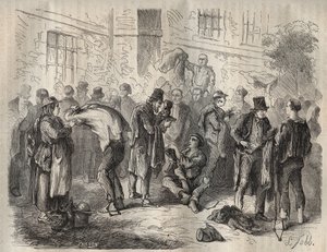 Forkatte, der sælger deres ejendele, før de gik ind i Toulon Bagne i det 19. århundrede. Indgravering i "Fangernes historie fra deres skabelse til i dag"" (1877) af Pierre Zaccone (1817-1895) (Colonia Penale - Straffekoloni). Privat samling. af Anonymous Anonymous