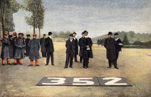 Fransk luftfart: Sporet af luftruter. Gravering. En af avisen "" Le petit parisien"" den 6/11/1910. Privat samling. af Anonymous Anonymous