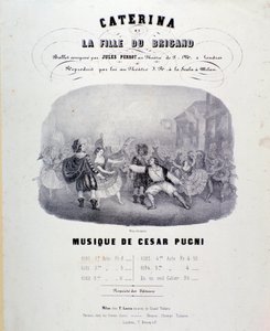 Frontispice til det musikalske partitur af Catarina eller bandittens datter af Pugni til repræsentationen ved Teatro alla Scala (1847) af Anonymous Anonymous