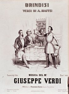 Frontispice af musikpartitur af Brindisi af Giuseppe Verdi efter Andrea Maffei poesi af Anonymous Anonymous