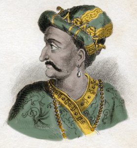 Grand Moghol (Mogol eller Moghul) (sandsynligvis Aurangzeb (1618-1707), også kendt som Alamgir) (Abu Muzaffar Muhiuddin Muhammad Aurangzeb Alamgi) - gravering fra det 19. århundrede - Milanese af Anonymous Anonymous