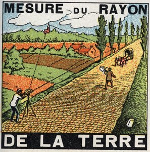 Gravitation: måling af jordens stråle. Anonym illustration fra 1925. Privat samling. af Anonymous Anonymous
