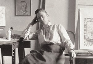 Hilma af Klint i sit atelier på Hamngatan, Stockholm, ca. 1895 (fotografi) af Anonymous Anonymous