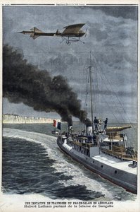 Hubert Latham (1883-1912), fransk flyver, der forlader Sangatte i et monoplan 