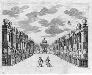 Illustration til scene 4 i akt II af operaen i 5 akter "" Bellerofonte"" af Francesco Sacrati. Indretning af Jacopo Torelli af Anonymous Anonymous