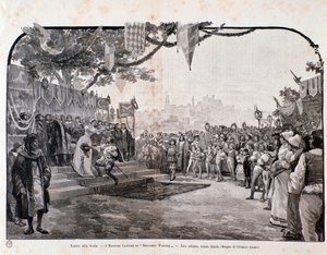 Illustration til den sidste scene af The Mastersingers of Nürnberg af Wagner, til repræsentationen i Teatro alla scala af Anonymous Anonymous