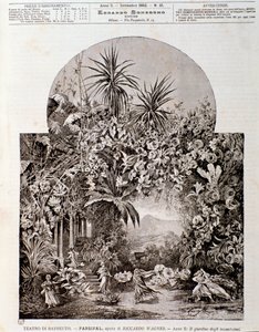 Illustration til operaen Parsifal af Wagner, repræsenteret i 1882 på teatret i Bayreuth af Anonymous Anonymous