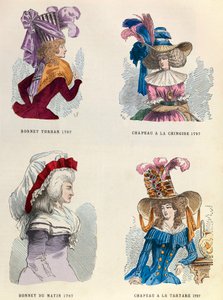 I 1787 Turban hat; Morgen hat; Kinesisk hat og tandstenshat - privat samling af Anonymous Anonymous