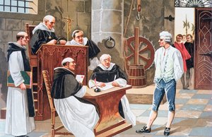 Dom ved Retten i Ginebra af den spanske teolog Miguel Serveto, der dømte ham til at blive brændt på bålet for kætteri i 1553 af Anonymous Anonymous