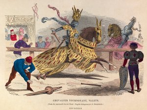 Riddere og kammertjenere ved en turnering i Paris i det 15. århundrede - gravering - Rysterridder og kammertjenere af Anonymous Anonymous