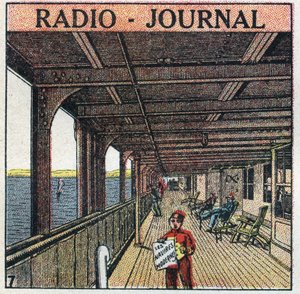La T.S.F.: radio - avis. Avissælger på en liner. Anonym illustration fra 1925. Privat samling. af Anonymous Anonymous