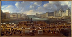 Le Pont Neuf set fra indgangen til Place Dauphine, passage af en kortege på broen i 1669 Anonym maleri. Sol. 0,81x1,62 m Paris, musee Carnavalet af Anonymous Anonymous