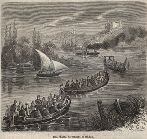 Fængslet i Toulon - en kæde ned ad Rhone - Indgravering i "Historien om fængslerne fra deres skabelse til i dag" (1877) af Pierre Zaccone (1817-1895) (Colonia Penale - Straffekoloni) af Anonymous Anonymous