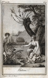 Leto, Letone, Latona, Indgravering af 1819 i "Letters to Emilie on Mythology" af Charles Albert Demoustier (1760-1801). Privat samling. af Anonymous Anonymous
