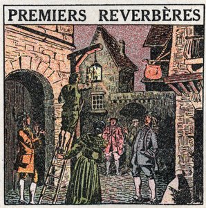 Lyskilder: de første reverberes installeret i Frankrig i 1677. Anonym illustration fra 1925. Privat samling. af Anonymous Anonymous