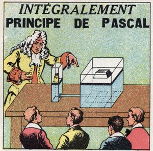 Væskebalance: Blaise Pascals (1623-1662) princip. Anonym illustration fra 1925. Privat samling. af Anonymous Anonymous