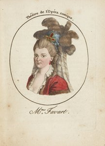 Madame Justine Favart (1727-1772) par Anonymous, slutningen af det 18. århundrede. - Kobberstik, akvarel - Privat samling af Anonymous Anonymous