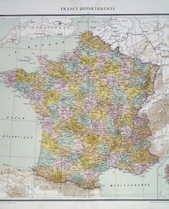 Kort: Frankrigs departementer. Atlas fra 1950