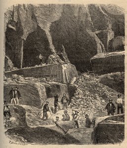 Marmorbrud i Saint-Genies (Saint Genies) - Dordogne - gravering i "" PATRIE"" - BESKRIVELSE PINTUREQUIREQUE DE LA FRANCE EN 6 BIND AF LUCIEN HUARD - slutningen af ​​1800-tallet af Anonymous Anonymous