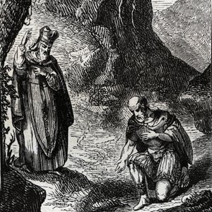 Martial de Limoges eller Saint Martial (3. århundrede) omvender lederen af det keltiske folk Lemovices - Indgravering af 1846 i "" Helgenernes liv""". Privat samling. af Anonymous Anonymous