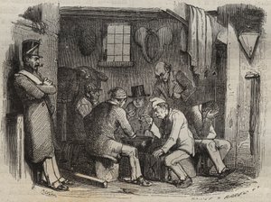 Måltid af de dømte i Rochefort-fængslet i det 19. århundrede. Indgravering i "Fangernes historie fra deres skabelse til i dag"" (1877) af Pierre Zaccone (1817-1895) (Colonia Penale - Straffekoloni). Privat samling. af Anonymous Anonymous